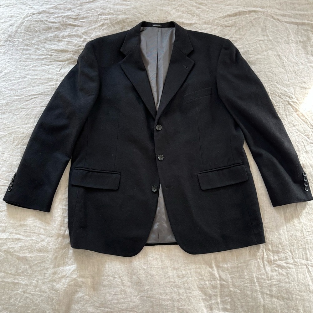 Oscar De La Renta Black Cashmere Blend Men's Blazer 46R